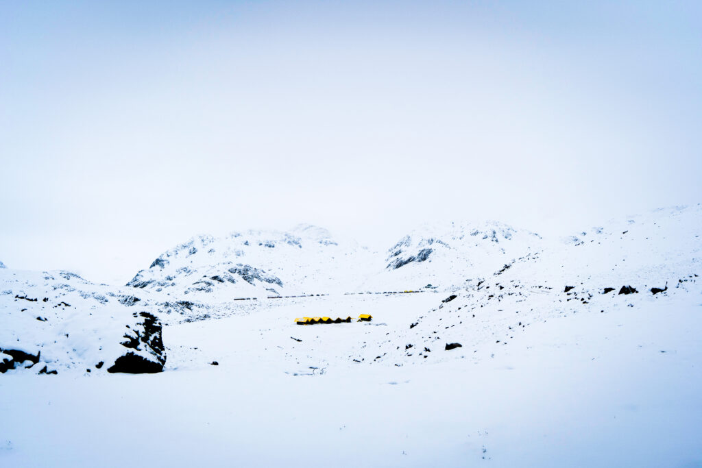 Fresh snow at Chandratal Base camp